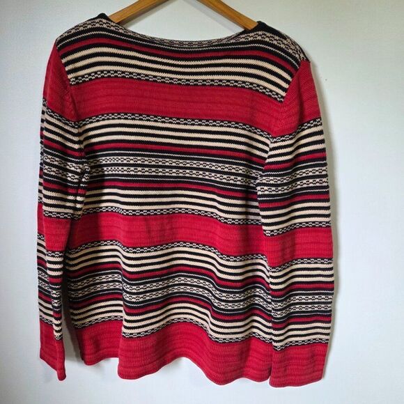 EUC VINTAGE LAUREN RALPH LAUREN BOAT NECK STRIPED COTTON SWEATER TOP SIZE L - Picture 4 of 16